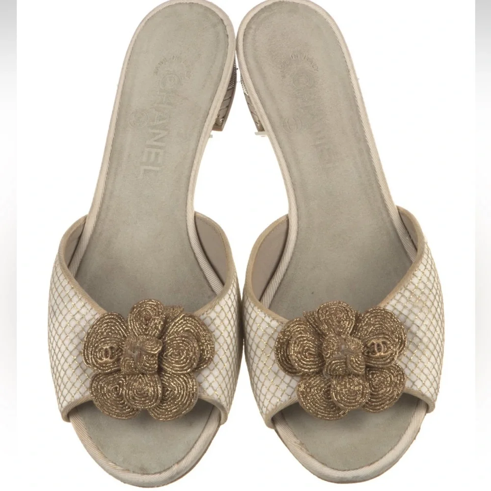 Chanel Size 38.5 Interlocking CC Logo Slides